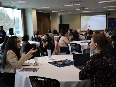 Students discussing a topic at the 2023 Women in STEM Conference